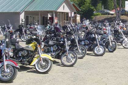 Motorcycles in parking lot