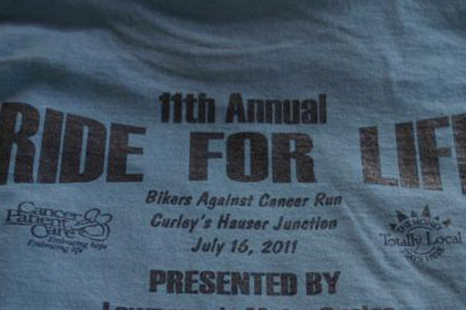 Close up of 11th Annual Ride for Life T-shirt.