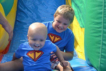 Two children on the slide.